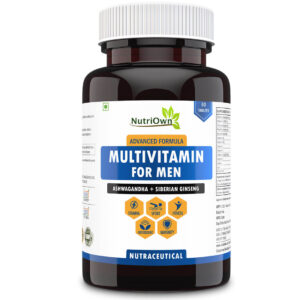 NutriOwn Multivitamin for men with Multimineral, Natural Aswagandha and Ginseng for Immunity, Sports, Stamina and Fitness – 46 Ingredients, 60 Vegan Tablets (Pack of 1)